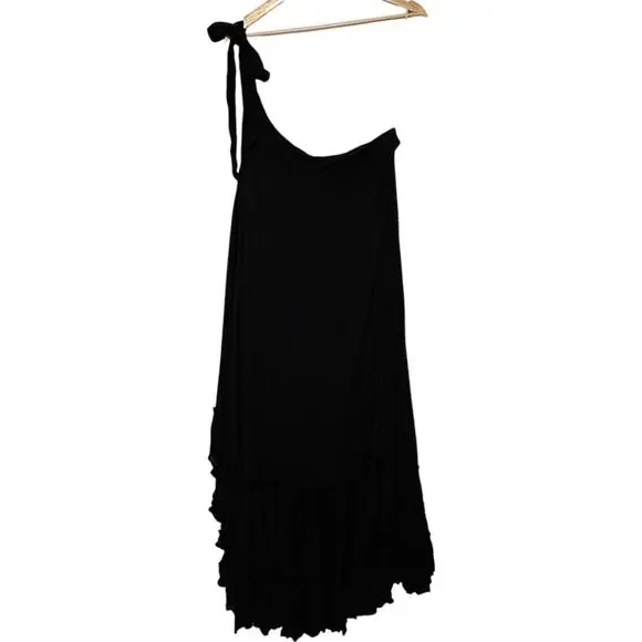 NWT Free People Black Martini Kaftan One Shoulder Maxi Dress (S) - Picture 2 of 13